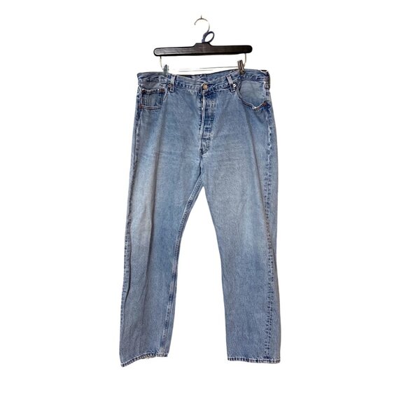 Levis 501 Button-Fly Light Wash Denim Jeans W40 L32 Vintage Straight-Leg USA Mad